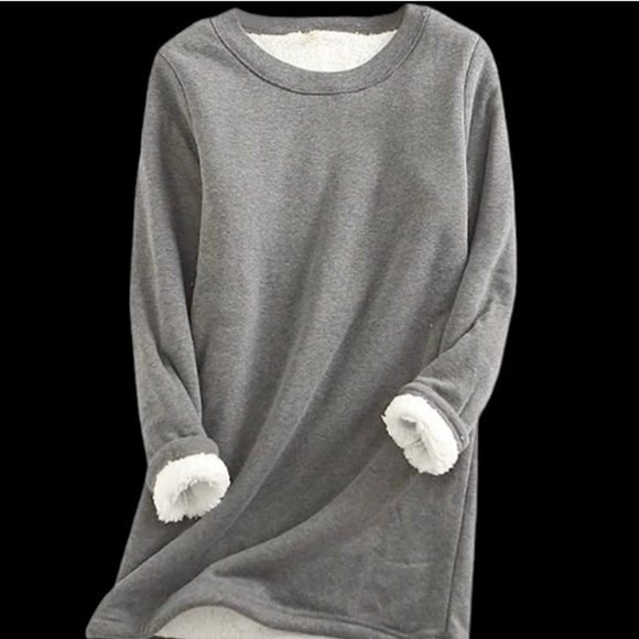 None Sweaters - Women's Fleece Pullover, Long-Sleeved, Winter Warm Pullover, Size XL